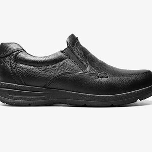 Men's Black Leather Slip-On Shoes